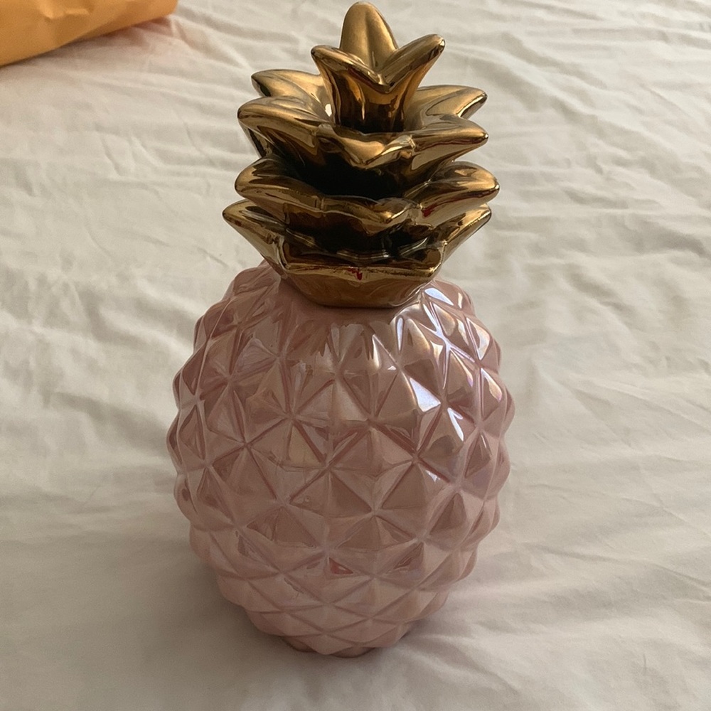 Pink and Gold Ceramic Pineapple Decor